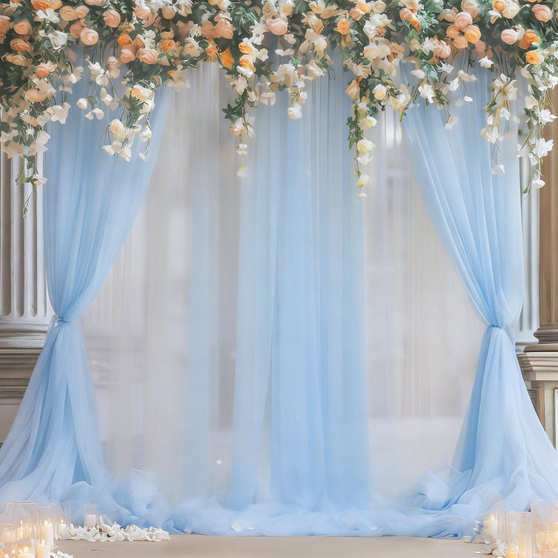 PARTISKY 10x10ft Baby Blue Tulle Backdrop Curtain for Parites, Sheer Photo Backdrop Drapes for Wedding Baby Shower Boy Shower Birthday Party Photo Shoot Background Decorations - Image 4
