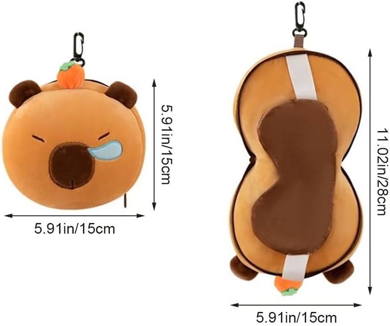Tazweeq Cartoon Capybara Shaped Travel Pillow & Eye Mask, Sleep Eye Mask Masks Kids Travel Accessories for Sleeping Airplane Neck Pillow Pillows - Image 5