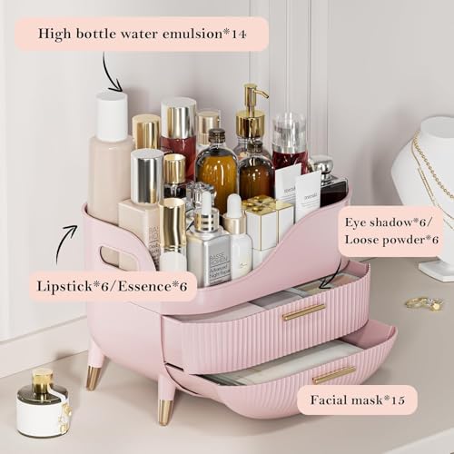 Clefairy Makeup Organizer with Drawers,Large Capacity Countertop Organizer for Vanity,Bathroom and Bedroom Desk Cosmetics Organizer for Skin Care,Brushes, Eyeshadow, Lotions, Lipstick, Nail Polish - Image 5