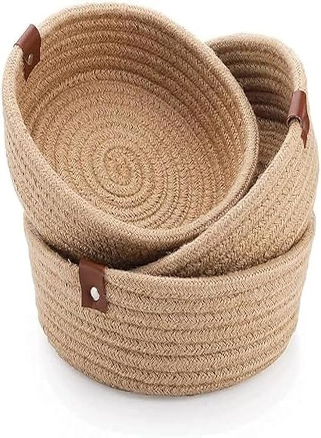 SANWALSA [Set of 3-9",8",7" inch, Round, Beige] Handwoven Jute Cotton Basket | Eco-Friendly Shelf Baskets for Kitchen, Living Room, Office | Ideal for Storage, Organization & Gift Hampers - Image 1