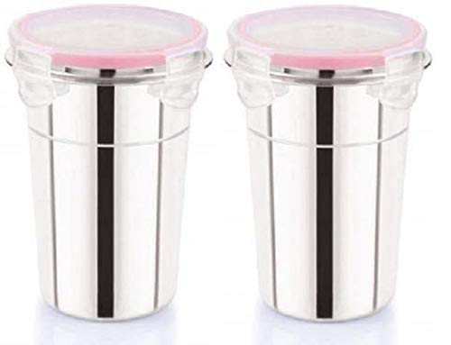 Dynore Stainless Steel Airtight, Leak Proof, Frezzer Safe and Dust Proof Glass Tumblers with Lid Set of 2. Capacity- 400 ML - Image 5