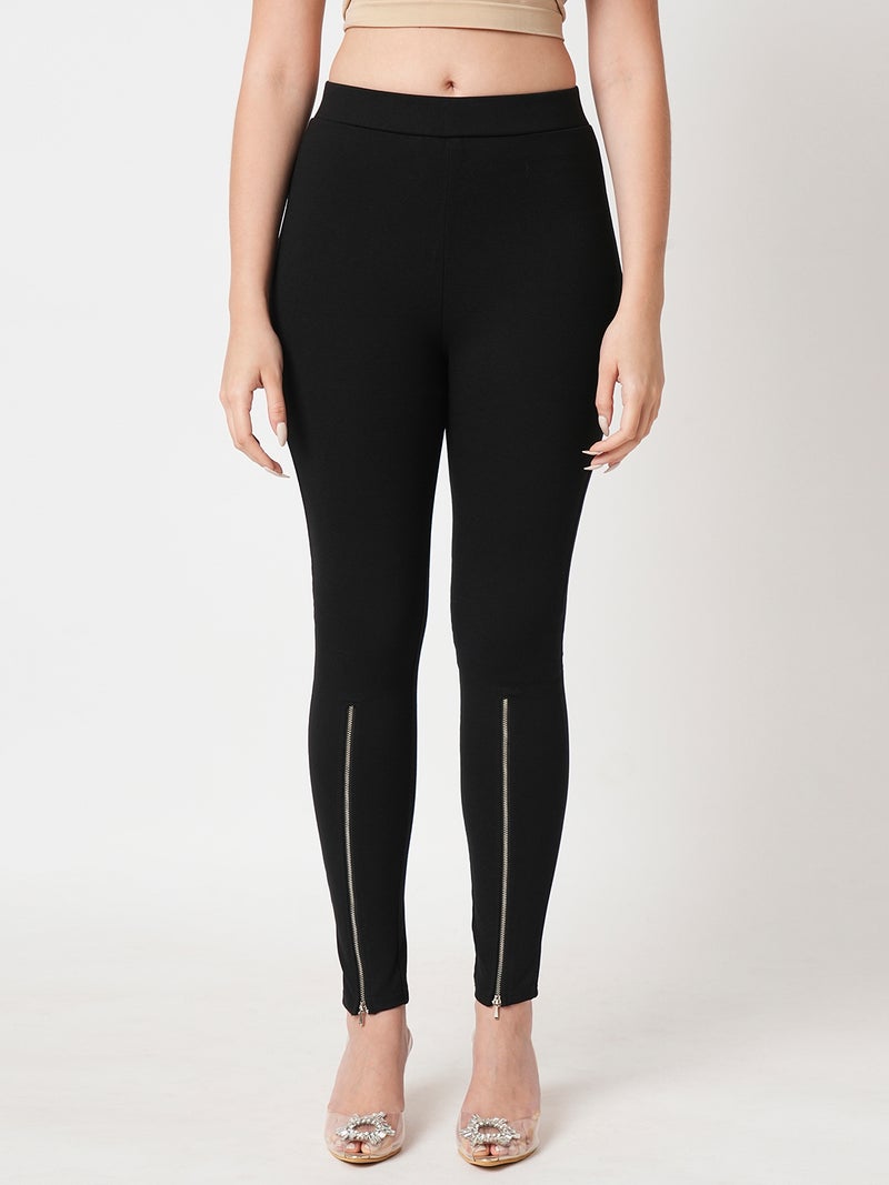 globus Globus Women Stretchable Skinny Fit Zip Detail Treggings - Image 1