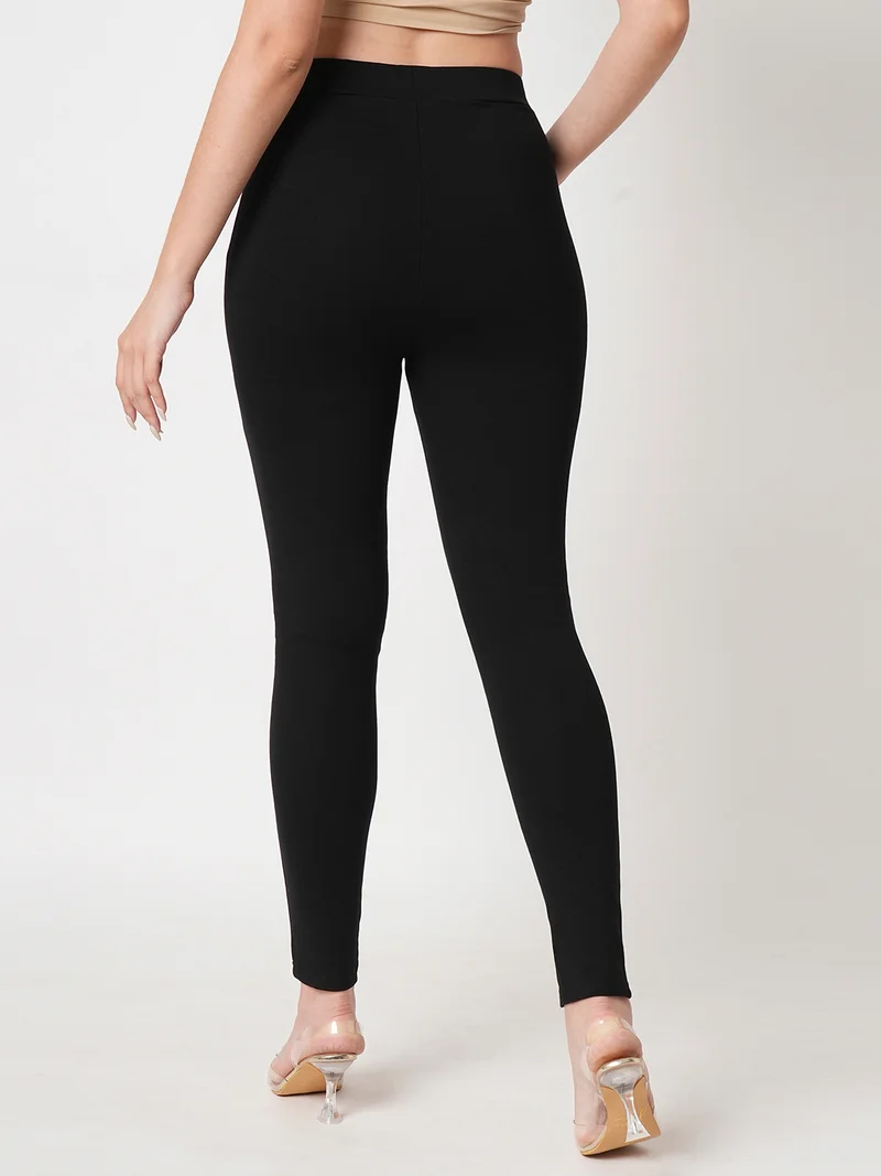 globus Women Stretchable Skinny Fit Zip Detail Treggings