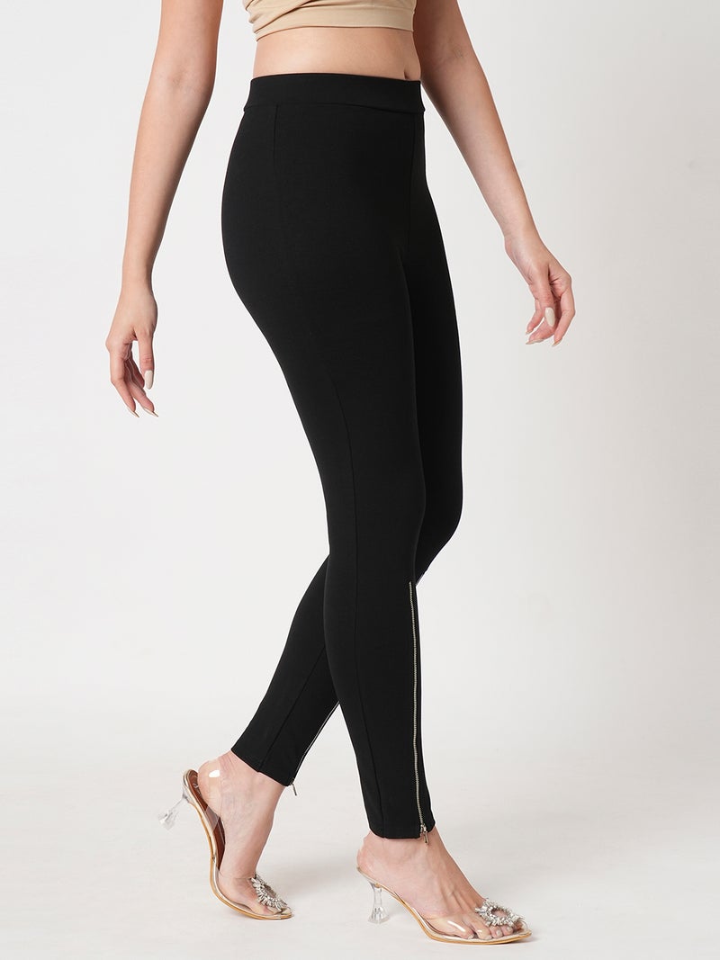 globus Globus Women Stretchable Skinny Fit Zip Detail Treggings - Image 3