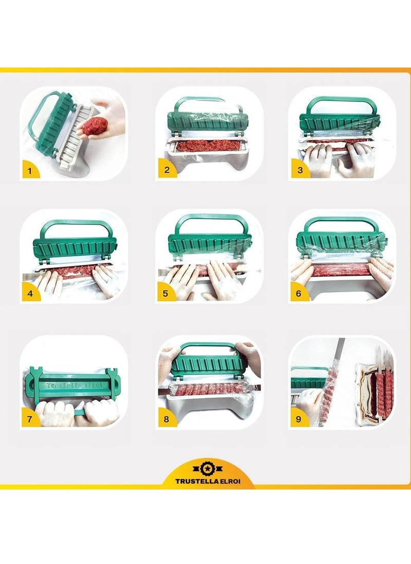 Ultimate Kebab Maker: Heavy-Duty Aluminum with Food-Grade Teflon for Optimal Hygiene User Friendly Skewer Machine Craft Easy Professional-Looking Kebabs Essential Grilling Tool