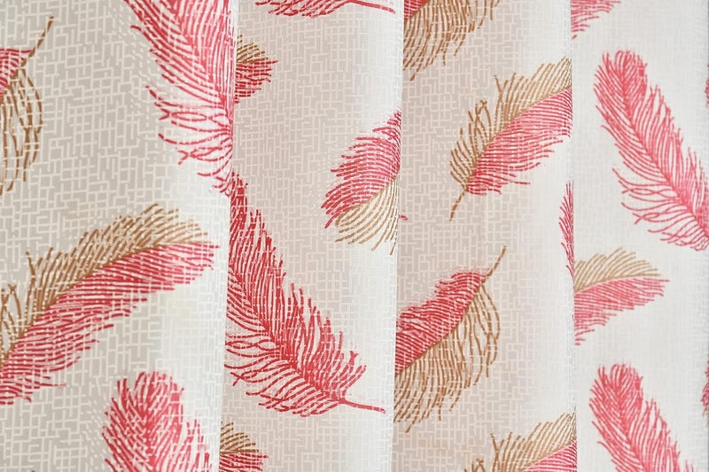 Yarnis Yarnis Feather Printed LightFiltering Curtains 6 Feet Long Set of 3 for Window Living Room Baby Pink Parda Washable - Image 4