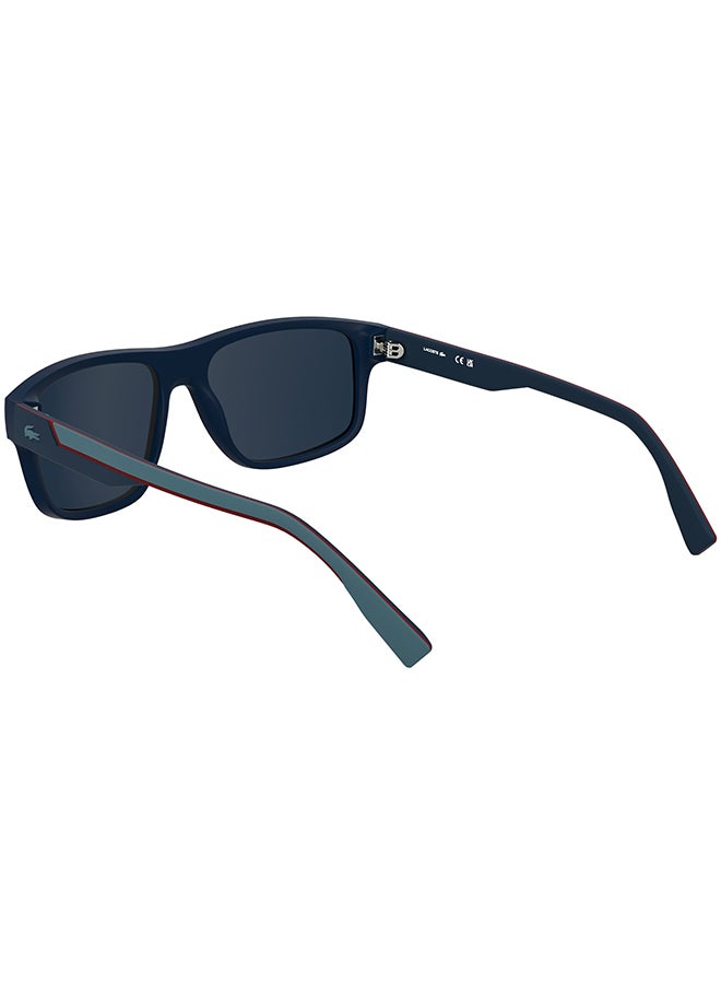 LACOSTE نظارات شمسية لاكوست L6057S 5717 (424) بإطار كامل ومصنوعة بالحقن باللون الأزرق غير اللامع - Image 2