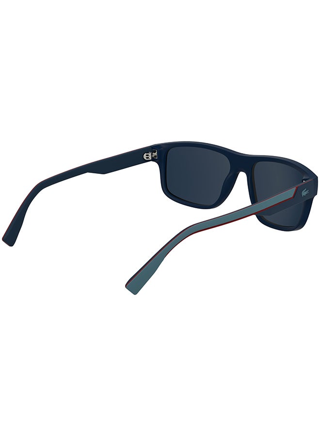 LACOSTE نظارات شمسية لاكوست L6057S 5717 (424) بإطار كامل ومصنوعة بالحقن باللون الأزرق غير اللامع - Image 4