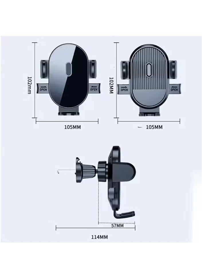 Dark Grey Mobile Holder for Car Air Vent – Adjustable Clip, Auto Lock, Stable Hook, Universal Fit for All Phones – Safe Driving in UAE  - Image 4
