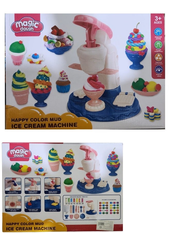 Clay ice cream machine toy with 26 pieces - multi-colored
