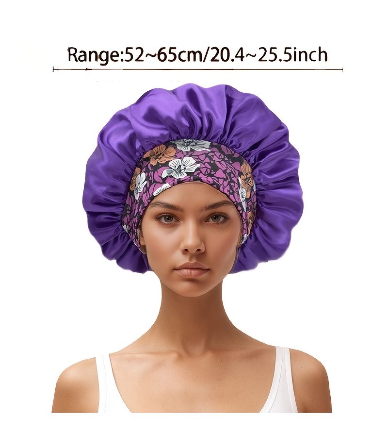 Wide Brim Sleep Cap for Women Large Size Black Curly Straight Hair - Image 4