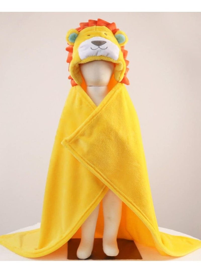 سيوسي Hooded Towels for Kids 3-13 Years, Premium Beach or Bath Towel, Rabbit Design, Ultra Soft, And Extra Large, 100% Cotton Children's Swimming/Bath Towel with Hood Yellow Lion - Image 3