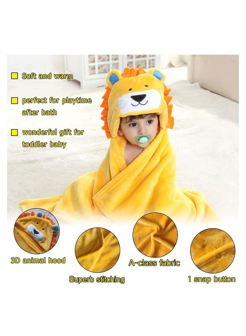 سيوسي Hooded Towels for Kids 3-13 Years, Premium Beach or Bath Towel, Rabbit Design, Ultra Soft, And Extra Large, 100% Cotton Children's Swimming/Bath Towel with Hood Yellow Lion - Image 4