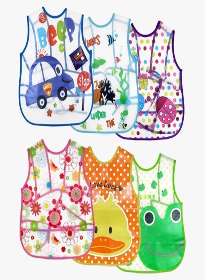 Ess Cubes Enterprise Cartoon Animal Waterproof Reusable Plastic Silicone Baby girl boys Bibs Apron for Lunch Dinner Breakfast Feeding Babies Unisex Children fast dry Mix Color 6+ Months (8) - Image 3