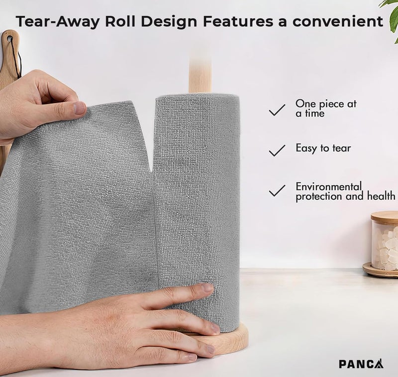 PANCA Microfiber Cleaning Cloth Roll Big Size, 50Pcs, 5000 Times Washable - 20X Cheaper Than Paper Towel Roll - Ultra AbsorbentMicrofiber Cleaning Cloth for Kitchen - Tearable, Reusable (Grey) - Image 2