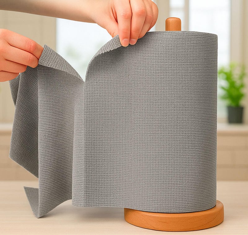 PANCA Microfiber Cleaning Cloth Roll Big Size, 50Pcs, 5000 Times Washable - 20X Cheaper Than Paper Towel Roll - Ultra AbsorbentMicrofiber Cleaning Cloth for Kitchen - Tearable, Reusable (Grey) - Image 1