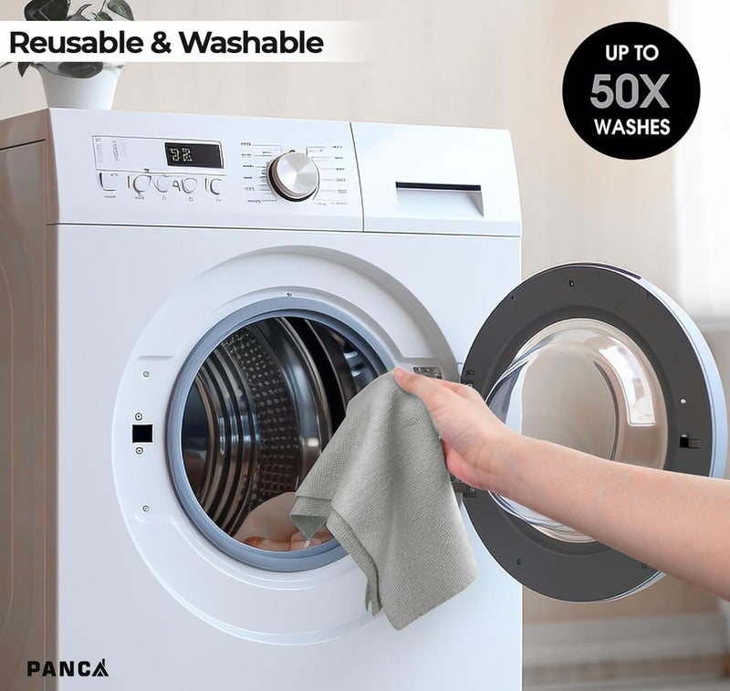 PANCA Microfiber Cleaning Cloth Roll Big Size, 50Pcs, 5000 Times Washable - 20X Cheaper Than Paper Towel Roll - Ultra AbsorbentMicrofiber Cleaning Cloth for Kitchen - Tearable, Reusable (Grey) - Image 4