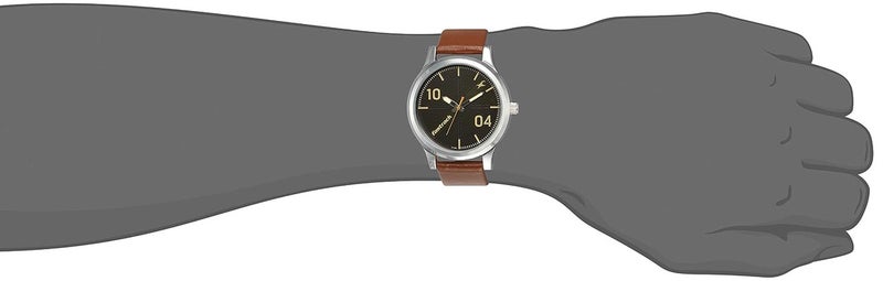 Fastrack Classic Men's Quartz Analog | Textured Striped Black Dial with Genuine Brown Leather Strap | 50m Water Resistance - 38051SL02 - Image 4