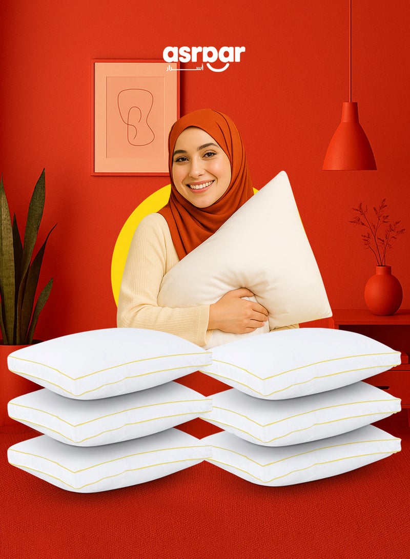 Asraar Premium 20 cm Thick Cotton Bed Pillow, 1000 Grams Hotel-Quality Cooling Pillow, Standard Size 90 x 50 cm - Ideal for All Sleep Positions, Fluffy Bed Pillows for Bed, Machine Washable Bed Pillow - White 6 Pillow  - Image 1