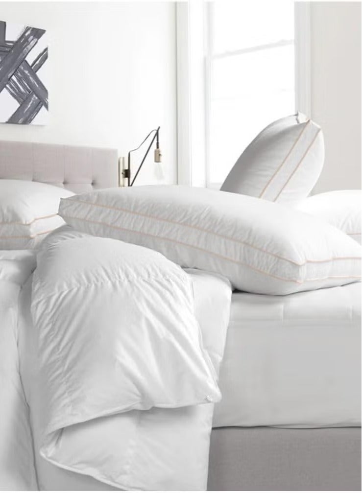 Asraar Premium 20 cm Thick Cotton Bed Pillow, 1000 Grams Hotel-Quality Cooling Pillow, Standard Size 90 x 50 cm - Ideal for All Sleep Positions, Fluffy Bed Pillows for Bed, Machine Washable Bed Pillow - White 6 Pillow  - Image 4