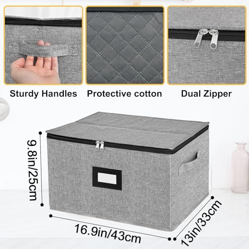 homyfort Wine Glass Storage Box, China Storage Containers with Dividers, Stemware Storage Case Holds 12 Wine Glass or long stem Crystal Glassware with Handles, Hard Shell and Stackable (Grey) - Image 4