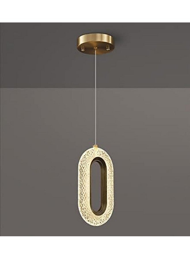 The Decor Wick مصباح سقف طويل على شكل بيضاوي بتصميم عصري من ديكور ويك مع لمبات LED لامعة باللون الذهبي الكريستالي - 3 ألوان متغيرة - Image 1