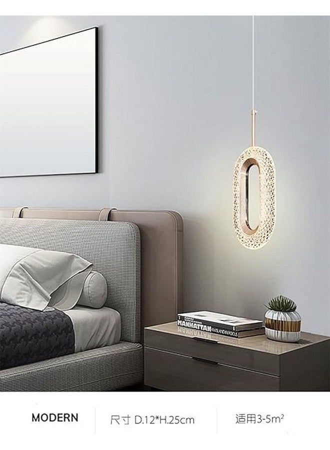 The Decor Wick مصباح سقف طويل على شكل بيضاوي بتصميم عصري من ديكور ويك مع لمبات LED لامعة باللون الذهبي الكريستالي - 3 ألوان متغيرة - Image 2