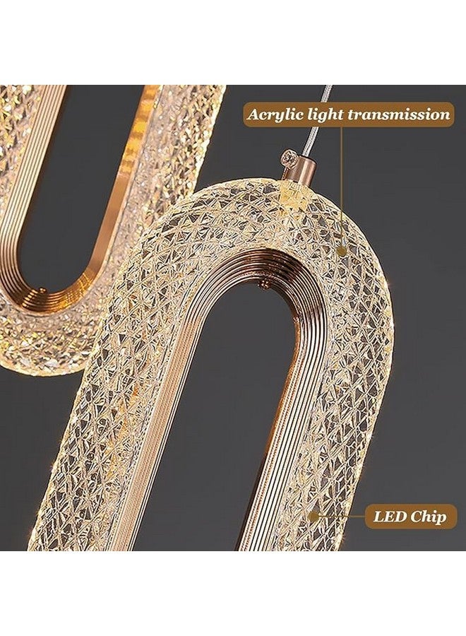 The Decor Wick مصباح سقف طويل على شكل بيضاوي بتصميم عصري من ديكور ويك مع لمبات LED لامعة باللون الذهبي الكريستالي - 3 ألوان متغيرة - Image 5
