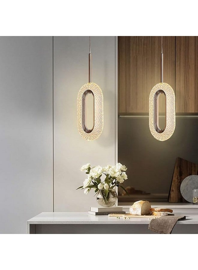 The Decor Wick مصباح سقف طويل على شكل بيضاوي بتصميم عصري من ديكور ويك مع لمبات LED لامعة باللون الذهبي الكريستالي - 3 ألوان متغيرة - Image 3