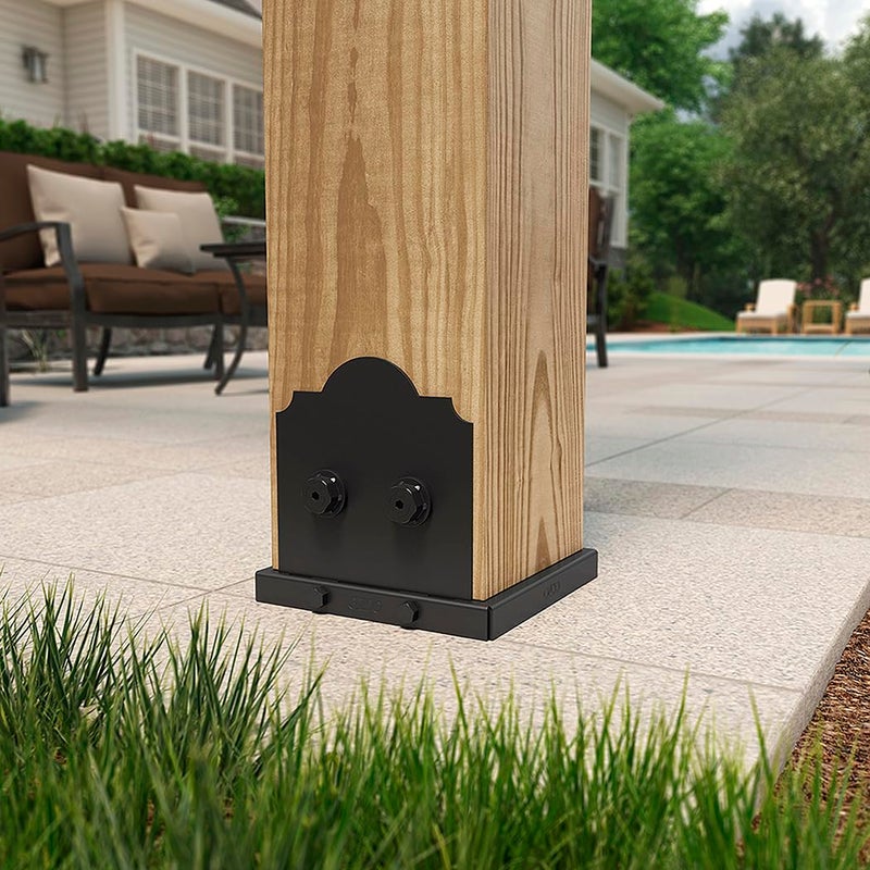 Ozco Laredo Sunset Lite 8x8 Post Base Kit, Includes Decorative Plates, Hex Cap Nuts, OWT Timber Screws, Galvanized Steel for Pergolas | 56624 - Image 2