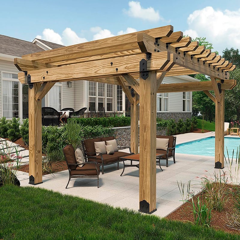 Ozco Laredo Sunset Lite 8x8 Post Base Kit, Includes Decorative Plates, Hex Cap Nuts, OWT Timber Screws, Galvanized Steel for Pergolas | 56624 - Image 3