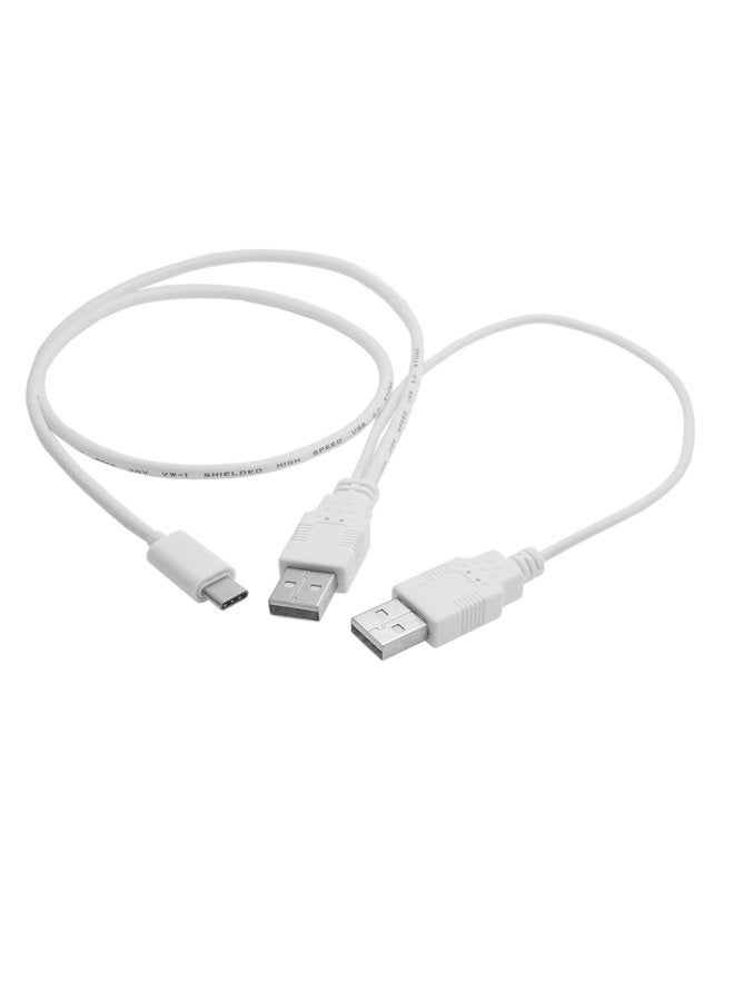 Chenyang كابل USB 3.1 نوع C USB-C إلى مزدوج A ذكر طاقة إضافية بيانات Y للهاتف المحمول والقرص الصلب 60 سم أبيض - Image 1