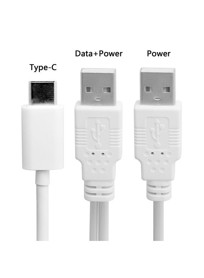 Chenyang كابل USB 3.1 نوع C USB-C إلى مزدوج A ذكر طاقة إضافية بيانات Y للهاتف المحمول والقرص الصلب 60 سم أبيض - Image 4