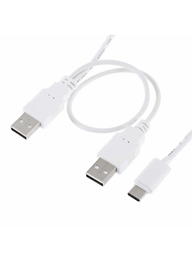 Chenyang كابل USB 3.1 نوع C USB-C إلى مزدوج A ذكر طاقة إضافية بيانات Y للهاتف المحمول والقرص الصلب 60 سم أبيض - Image 2