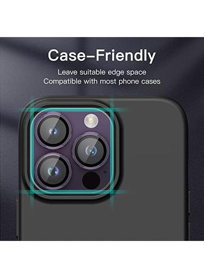 جي تيك واقي عدسة الكاميرا لهاتف آيفون 14 برو 6.1 بوصة وآيفون 14 برو ماكس 6.7 بوصة 9H غطاء معدني من الزجاج المقوى بحلقة فردية شفاف عالي الدقة عبوة من 3 قطع أرجوانية عميقة - Image 4