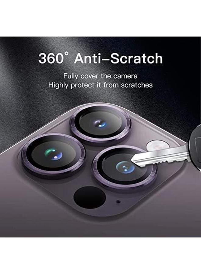 جي تيك واقي عدسة الكاميرا لهاتف آيفون 14 برو 6.1 بوصة وآيفون 14 برو ماكس 6.7 بوصة 9H غطاء معدني من الزجاج المقوى بحلقة فردية شفاف عالي الدقة عبوة من 3 قطع أرجوانية عميقة - Image 3