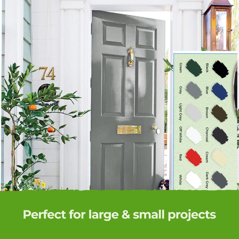 The One All-In-One Paint & Primer: Durable Furniture  Cabinet  Front Door  Wall  Bathroom  Kitchen - Fast Drying Interior & Exterior Craft Paint (Grey  Satin  1 Liter) - Image 5