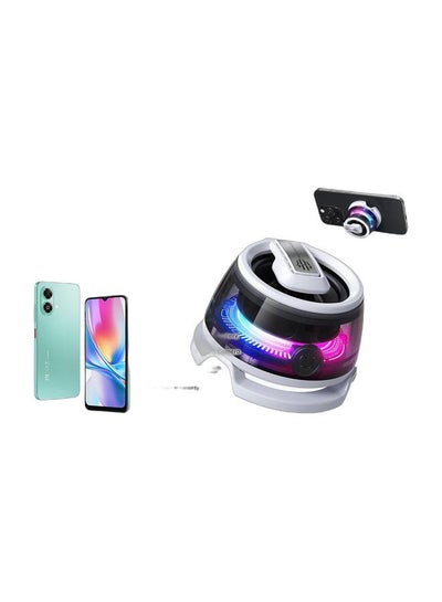 ZTE Blade A35e Dual SIM Ice Green 2GB+4GB RAM 64GB 4G & Nubia Rock Speaker,Magnetic Portable Bluetooth Speaker, Cyber Transparent Design,3W Subwoofer White Bundle 64GB