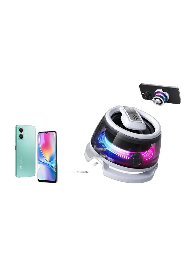 ZTE Blade A35e Dual SIM Ice Green 2GB+4GB RAM 64GB 4G - Middle East Version & Nubia Rock Speaker,Magnetic Portable Bluetooth Speaker, Cyber Transparent Design,3W Subwoofer White Bundle - Image 1