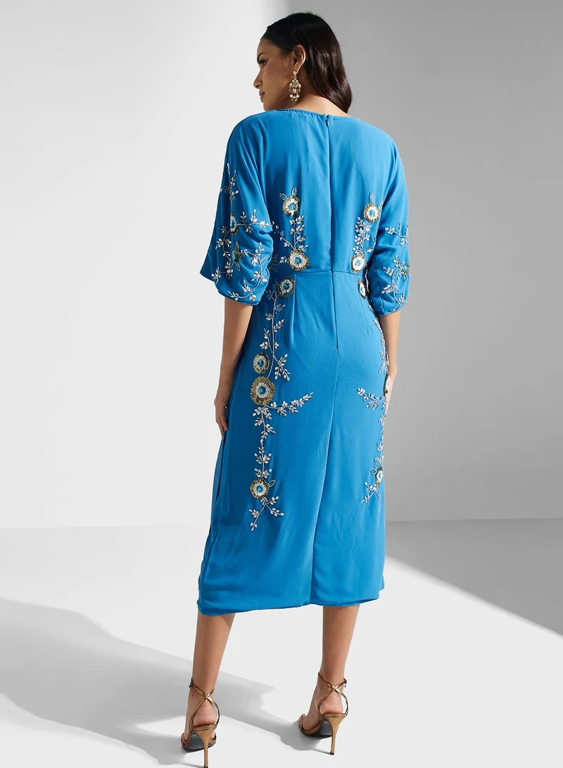 Frock and Frill Floral Embroidered Dress