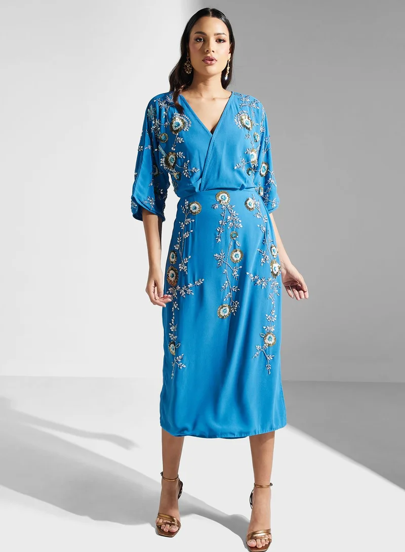 Frock and Frill Floral Embroidered Dress