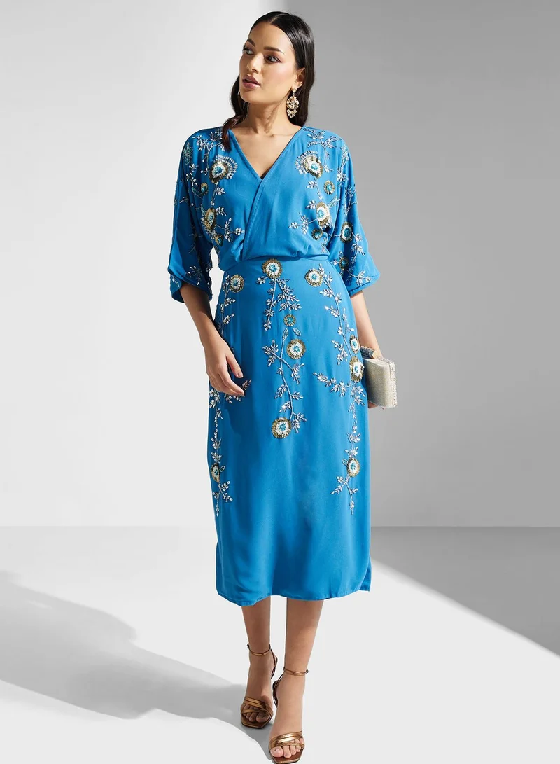 Frock and Frill Floral Embroidered Dress
