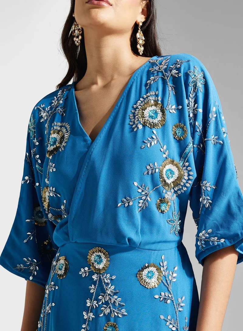 Frock and Frill Floral Embroidered Dress