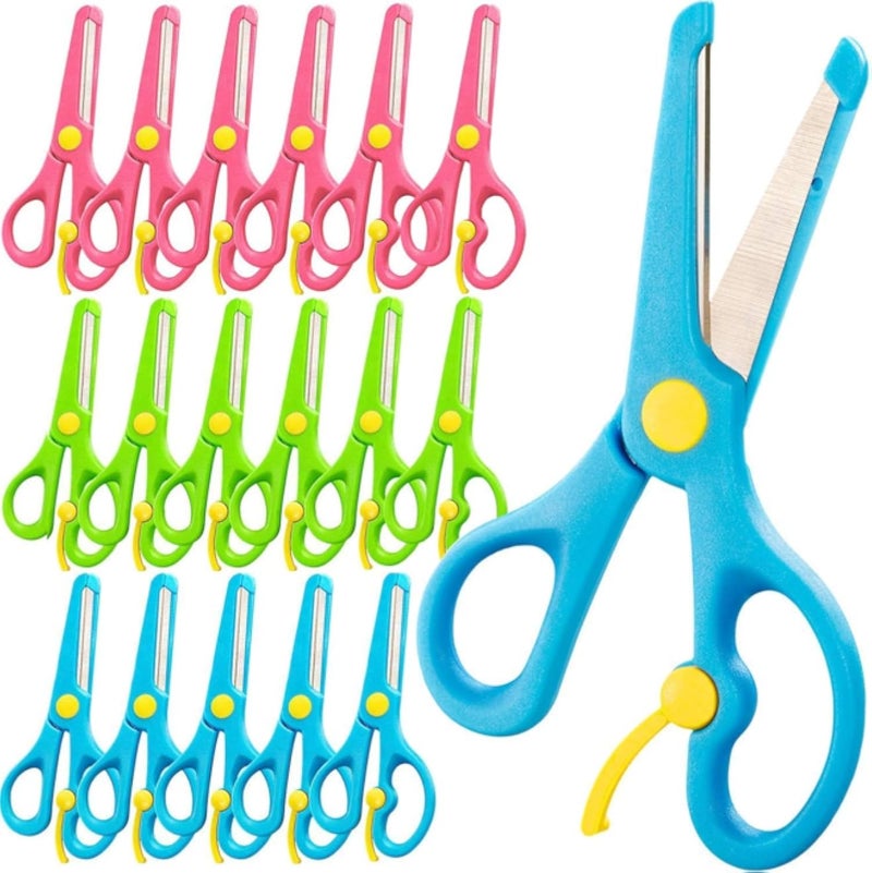 مقص للأطفال، مناسب لمرحلة ما قبل المدرسة - مقص مضاد للقرص، مقص تقطيع فني للأطفال باليد اليمنى واليسرى، هدية مثالية لرياض الأطفال وحضانات الحرف اليدوية، عبوة واحدة