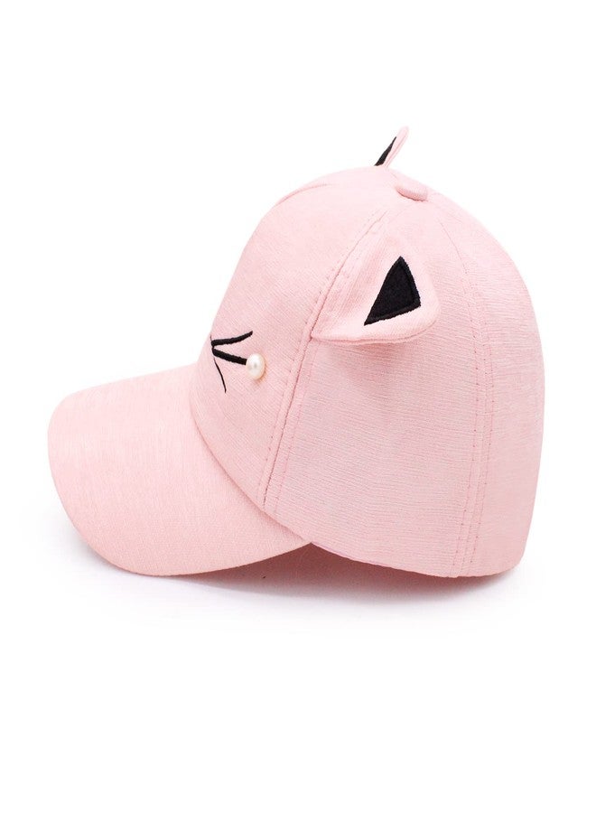 VRITRAZ Polyester Cat Cartoon Character Printed Little Cap for Kids, Baby Girls & Boys 3-12 Years (Pink) - Image 5
