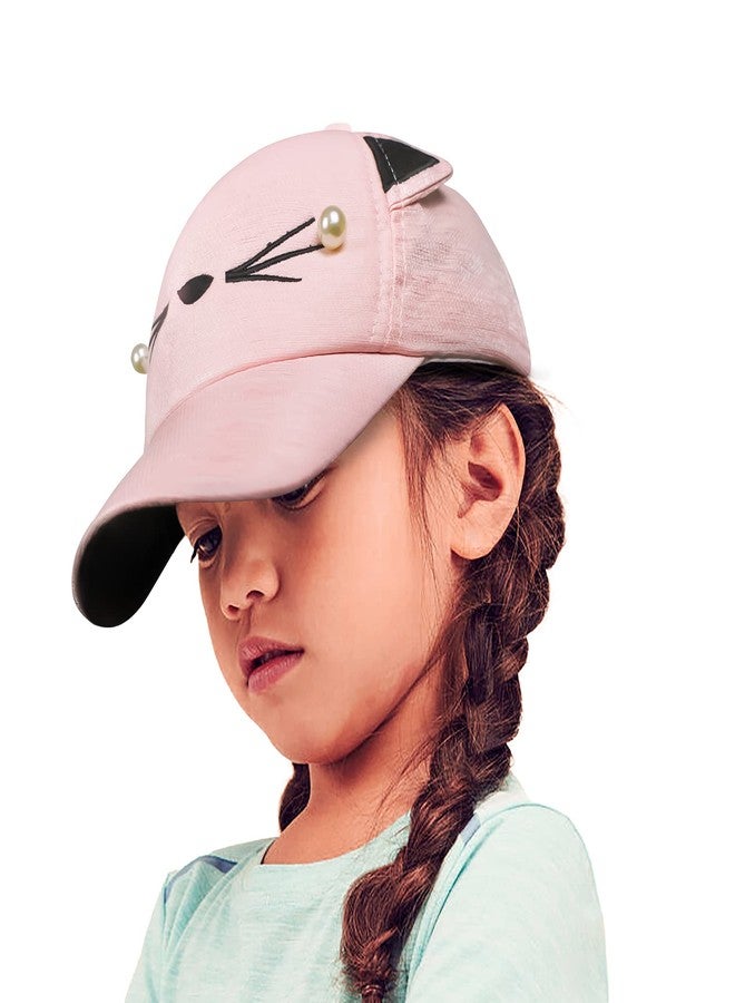 VRITRAZ Polyester Cat Cartoon Character Printed Little Cap for Kids, Baby Girls & Boys 3-12 Years (Pink) - Image 2