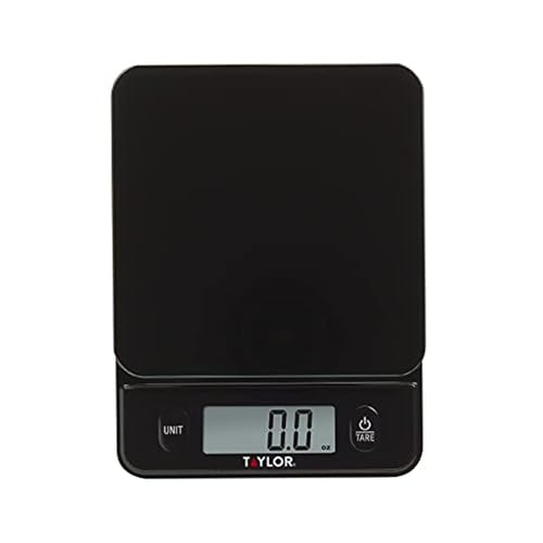 Taylor Glass Top Food Scale with Touch Controls, 11 lb Capacity, Sleek Black Design for Precision Food Measurement in Grams and Ounces - Image 1
