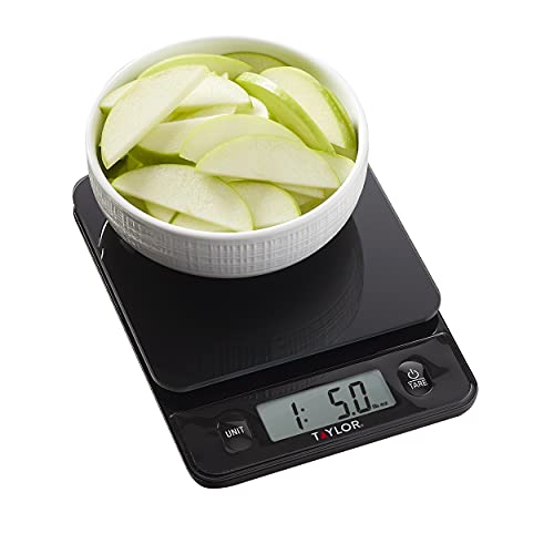 Taylor Glass Top Food Scale with Touch Controls, 11 lb Capacity, Sleek Black Design for Precision Food Measurement in Grams and Ounces - Image 4