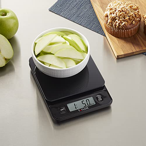 Taylor Glass Top Food Scale with Touch Controls, 11 lb Capacity, Sleek Black Design for Precision Food Measurement in Grams and Ounces - Image 3