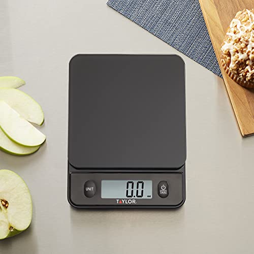 Taylor Glass Top Food Scale with Touch Controls, 11 lb Capacity, Sleek Black Design for Precision Food Measurement in Grams and Ounces - Image 2